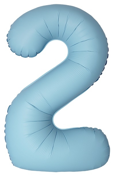 Шар Цифра "2" Slim Светло-голубой, Матовый / Matte Baby Blue (в упаковке)