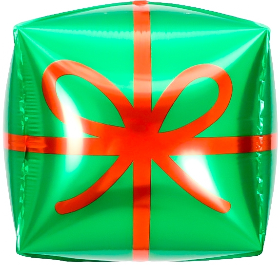 Шар 3D Фигура Куб, Подарок, Зеленый/Красный