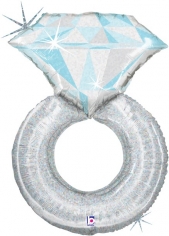 Шар Фигура,  Кольцо с бриллиантом, Серебро, Голография (в упаковке)