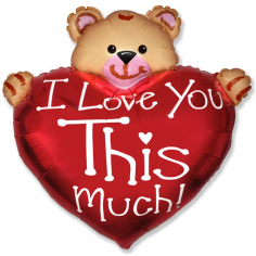 Шар Мини-фигура Мишка, Я тебя люблю / Bear Love (в упаковке)