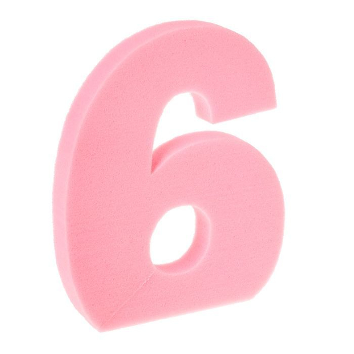Цифра "6" (поролон), Неон Розовая