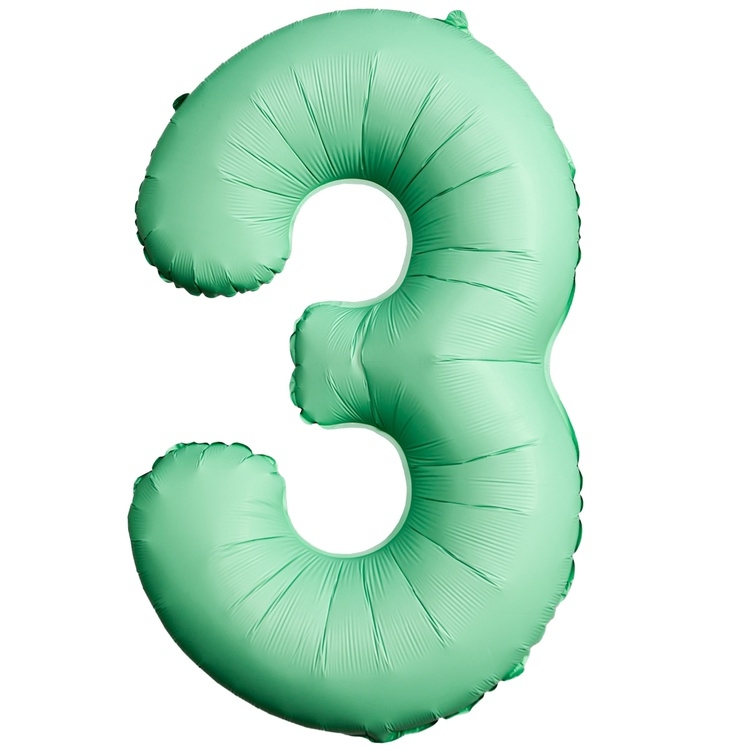 Шар Цифра "3" Slim Мятный / Mint (в упаковке)  