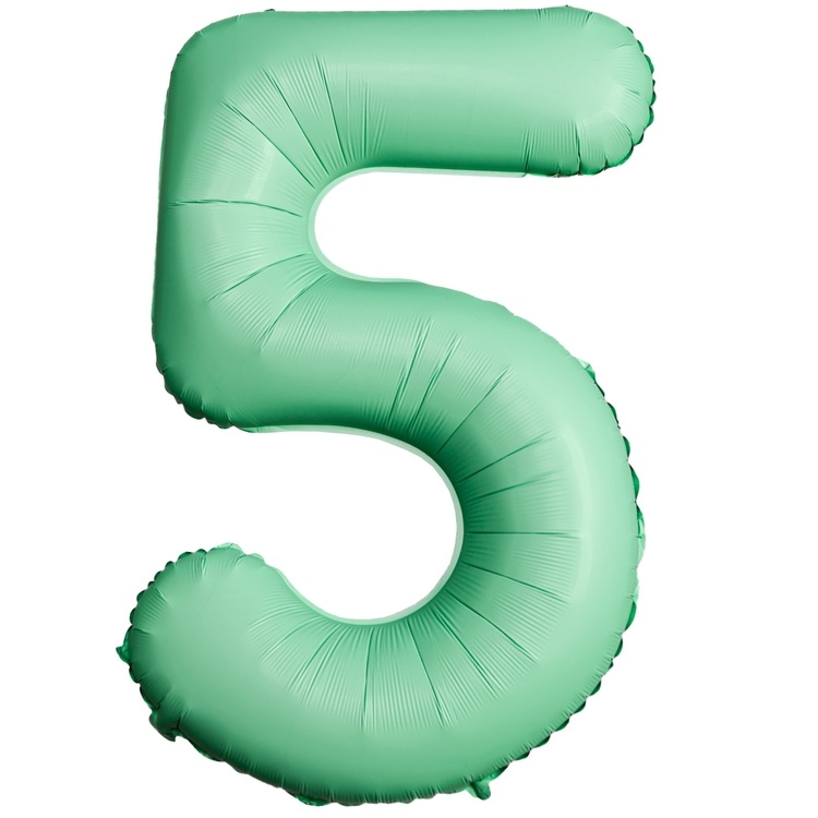 Шар Цифра "5" Slim Мятный / Mint (в упаковке)  