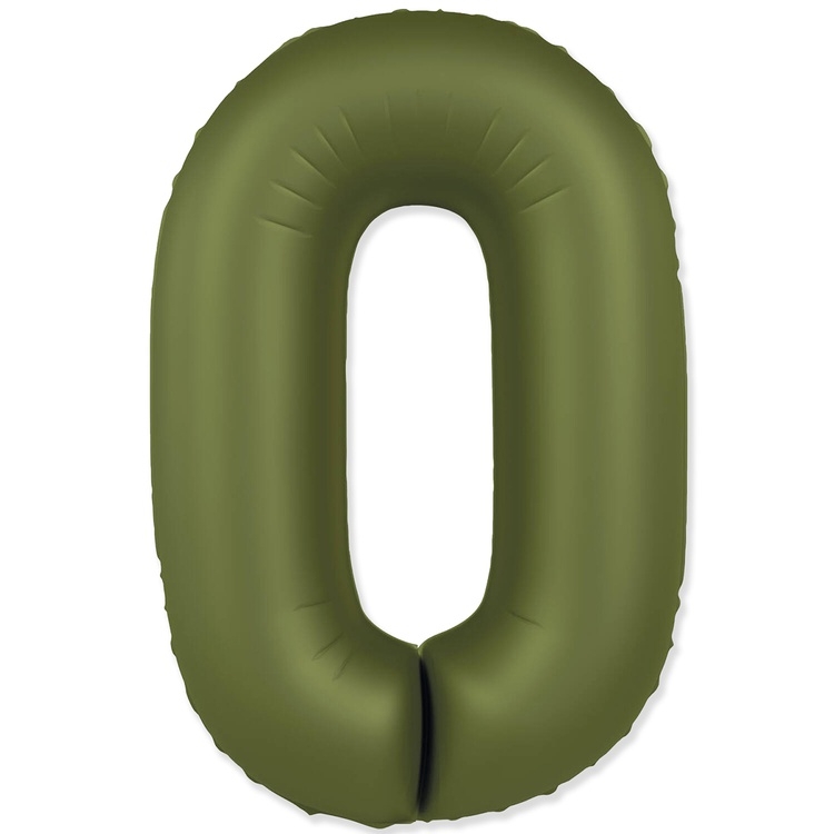 Шар Цифра "0" Slim Оливковый / Olive Green (в упаковке)     