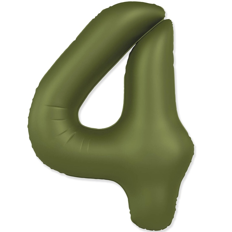 Шар Цифра "4" Slim Оливковый / Olive Green (в упаковке)  