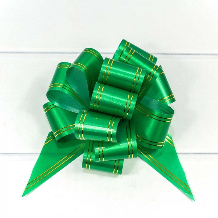 Бант-шар 5 см с золотой полосой Зеленый