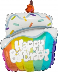 Шар Мини-фигура, Тортик на День Рождения, Радужный (в упаковке)